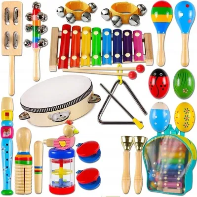 Zdjęcie produktu dla Drewniany Zestaw Instrumenty Dla Dzieci Edukacyjne Flet Cymbałki Prezent