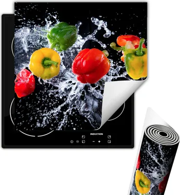 Produktbild von Herdabdeckplattee Glaskeramikkochfeld-Abdeckung 50x52 cm Anti Rutsch Matte Aufrollbar, Schwarz Paprika