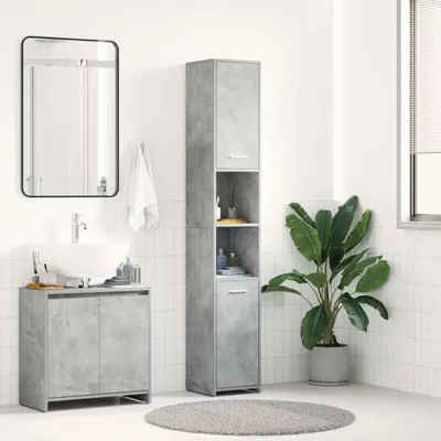 Produktbild von vidaXL Badezimmerschrank Betongrau 30x30x183,5 cm Holzwerkstoff
