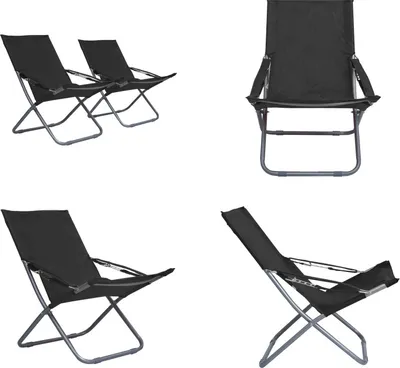 Immagine prodotto di vidaXL Sedie da spiaggia pieghevoli 2 pezzi in tessuto nero - Sedia da spiaggia pieghevole - Sedia da spiaggia pieghevole - Sedia da spiaggia - Sedie da spiaggia