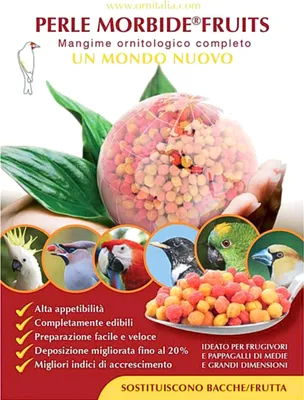 Obrázek produktu pro Ornitalia Perle Morbide FRUITS RED- lahodné ovocné klíčky v barevných kuličkách pro všechny papoušky 4kg
