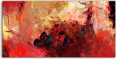 Produktbild von Coloray Acrylbild 140x70  Wandbild Acrylbilder Deko Wohnkultur abstrakte rote Pinsel