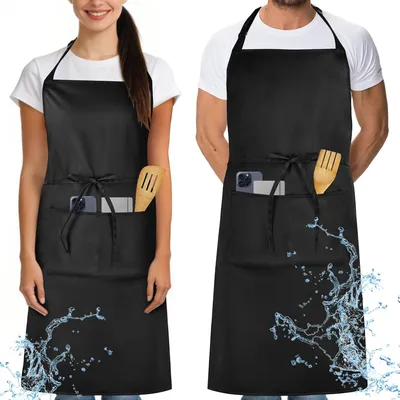 Kochschürzen, 2 Stück, verstellbar, mit zwei Taschen, wasserdicht