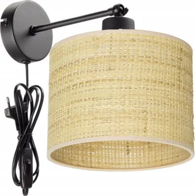 Obrázek produktu pro Nástěnná lampa s LED žárovkou, ratanový stínidlo, polská ratanová nástěnná lampa