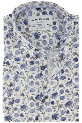 Produktbild von Overhemd Ledub Modern Fit wit blauwe bloemen