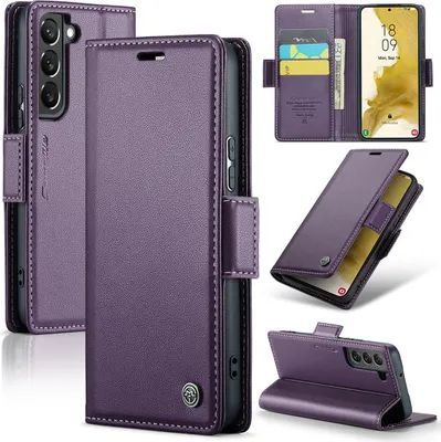 Produktbild von Galaxy S22 5G Hülle, Leder Brieftasche Kartenfach Schutzhülle mit Standfunktion für Samsung Galaxy S22 5G Lila