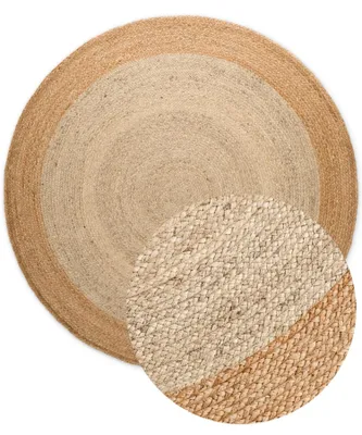 Zdjęcie produktu dla Dywan okragły jutowy 100cm, beżowo kremowy dwustronny, tkany ręcznie