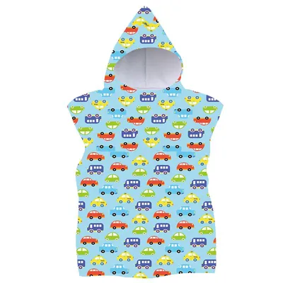 Produktbild von FEBE Badeponcho Kinder buntes Autos Muster Badetuch Mit Kapuze Bademantel für Kleinkind Strandponcho Strandtuc