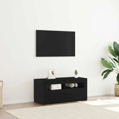 Immagine prodotto di Maison Exclusive - Mobile TV 90 x 35 x 40 cm, colore nero, finitura effetto legno di quercia, realizzato in materiale composito