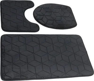 Produktbild von Badezimmer Teppiche Sumba Schwarz 31 - Dreiteilig 3 Stück: Teppich 45x75+ Unterlage 45x35+ Auflage 44x38