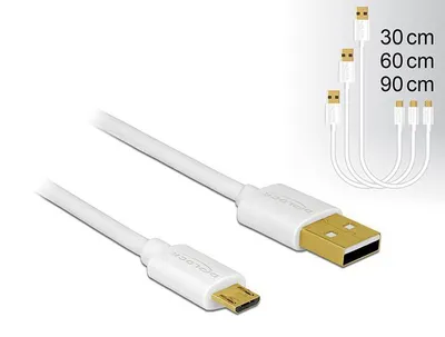 Produktbild von DeLOCK 83679, USB A, Micro-USB B, USB 2.0, Weiß