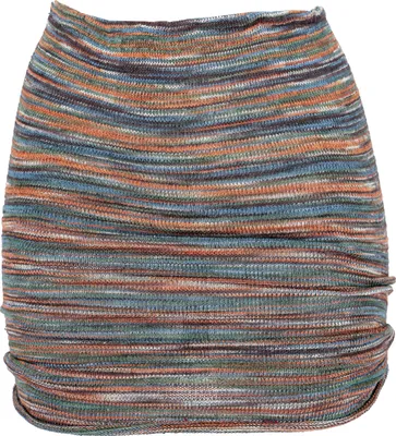 Produktbild von Minirock, Boho Strickrock, Ethnorock - Rostorange/taubenblau, Damen, Mehrfarbig, Baumwolle,Elasthan, Röcke