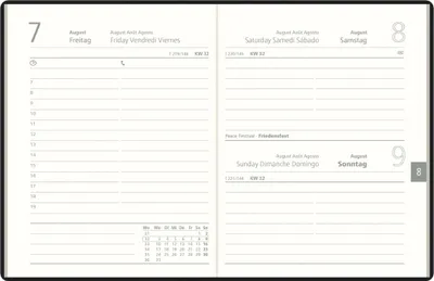 Produktbild von Zettler Taschenkalender 1T/1S farblich sortiert (schwarz, bordeaux, blau) 2026 - Timer 10 × 14 cm, 1 Tag pro Seite, flexibler Kunststoffeinband,