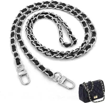 Produktbild von Taschenkette, Handtasche Kettenriemen Damen Taschenkette Gold Metall Verstellbar Kette Trageriemen Trageriemen Umhängetasche Ersatz Handtasche Ketten (Silber/Schwarz-A)