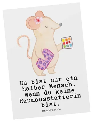 Produktbild von Mr. & Mrs. Panda Postkarte Raumausstatterin Herz - Weiß - Geschenk, Fotokarte, bildkarte, Ansichtskarten, Ansichtskarte, Postkarten