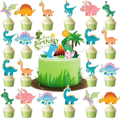 33 Dino Cake Topper – Happy Party-Deko für Kinder