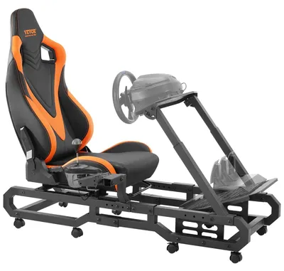 Productafbeelding van VEVOR stuurstandaard met wielen voor Logitech G923/G920/G29, robuuste stuurstandaard voor racegames van staal – geschikt voor Thrustmaster T248P. Stuurhouder en voetpedalen verstelbaar, maximale belasting: 150 kg