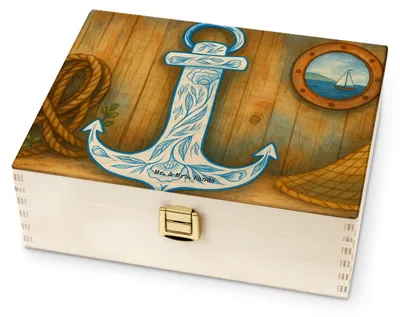 Produktbild von Mr. & Mrs. Panda Teebeutel Organizer Anker Blau Design - Weiß - Geschenk, Holz Teebox, Aufbewahrung Tee, für Paare, Teekiste, Lustige Sprüche, Kiste