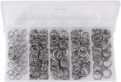 Immagine prodotto di Anelli di fissaggio in acciaio inossidabile, 200 pezzi, 5 misure, acciaio inossidabile, elevata resistenza alla trazione, resistenti alla corrosione