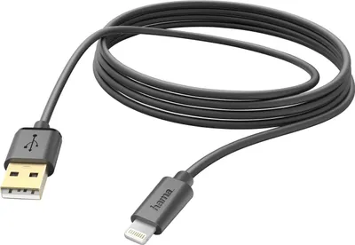 Produktbild von Hama 3m, Lightning/USB, 3 m, Lightning, USB A, Schwarz, Gerade, Gerade