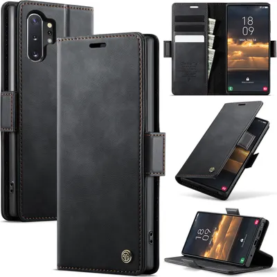 Produktbild von Handyhülle für Samsung Galaxy Note 10+/Note10 Plus Hülle Leder mit RFID Schutzhülle Klapphülle Magnet Kartenfach Standfunktion Schwarz