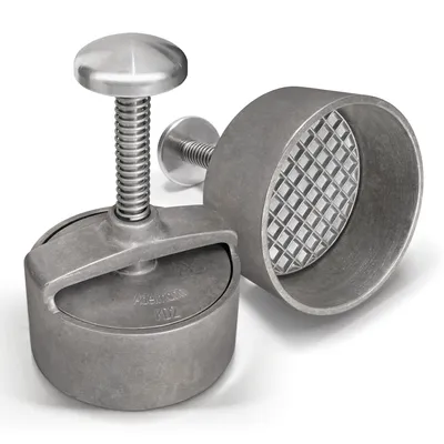Immagine prodotto di Pressa professionale per hamburger Ø 100 mm in alluminio - con espulsore per polpette e rivestimento antiaderente | Pressa in alluminio pressofuso per hamburger perfetti