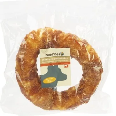 Image de Friandise pour chien Beeztees anneau de peau de bœuf avec poulet D=19 cm