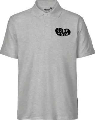 Produktbild von Huuraa Herren Polo Shirt Take Care Batch XL Sport Grey Bio Baumwolle Fairtrade Poloshirt Geschenkidee