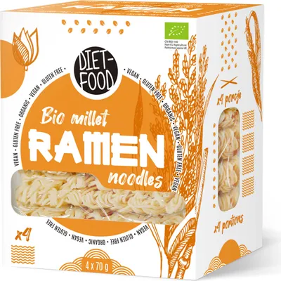 Produktbild von DIET-FOOD  Ramen Hirse-Nudeln Glutenfrei - Kaloriengehalt - 280g (1per Pack)