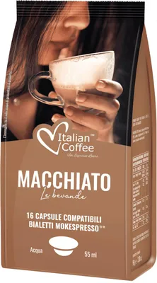 Obrázek produktu pro Italská káva Caffè MACCHIATO, kapsle pro kávovar BIALETTI Mokespresso - 16 kusů