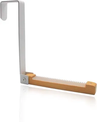 Immagine prodotto di Gancio per porta ribaltabile in metallo e legno, bianco, con strisce antiscivolo
