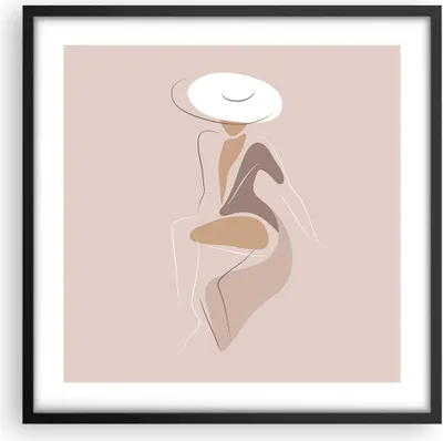 Produktbild von Gerahmtes Poster - Schwarzer Rahmen - Buntstift Frau Hut - 50x50 cm - Wand Bild - Wanddeko - Wandbilder - Kunstposter - Wandposter - Bilderrahmen - Bilder - Kunstdruck - P2BAC50x50-4773