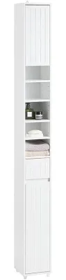 Produktbild von Famanu Badschrank mit 5 Fächern und 1 Schublade - Platzsparendes Design - 20 x 180 x 20 cm - Weiß