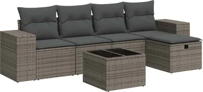 Zdjęcie produktu dla vidaXL 6-częściowa sofa ogrodowa z poduszkami z szarego polirattanu