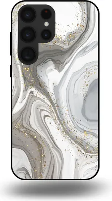 Produktbild von Smartphonica Handytasche passend für Samsung Galaxy S23 Ultra mit Marmordruck - TPU Rückseitenschutzhülle Marmordesign - Silber