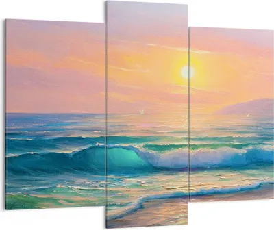 Produktbild von Bild auf Leinwand - Leinwandbild - Meer Welle Ufer - 130x100cm - Wand Bild - Wanddeko - Wandbilder - Leinwanddruck - Bilder - Kunstdruck - Wanddekoration - Leinwand bilder - Wandkunst - CB130x100-3915