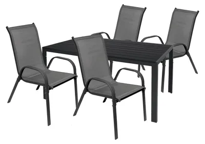 Produktbild von 5tlg Gartenmöbel Garnitur Sitzgruppe Essgruppe 160x90cm Stapelstühle