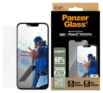 Produktbild von PanzerGlass ® Displayschutz iPhone 17e | 16e | 14 | 13 | 13 Pro | Classic Fit m. EasyAligner, Apple, Apple - iPhone 16e, Apple - iPhone 13, Apple - iPhone 13 Pro, Apple - iPhone 14, Trockene Anwendung, Kratzresistent, Schockresistent, Transparent, 1 Stück(e)