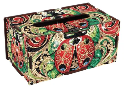 Diamond Painting Taschentuchbox, 22,5 x 12,7 x 10,5 cm, 5D, rechteckig, Holz