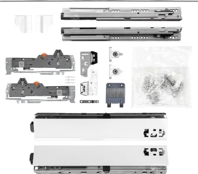 Produktbild von BLUM Schubladenschienen TANDEM SET; Zargenhöhe 68mm, mit TIP-ON BLUMOTION Einheit, 30kg, NL500mm, Seidenweiß, bis max. KB1400mm