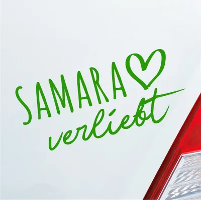 Produktbild von Auto Aufkleber Samara verliebt Herz Stadt Heimat Liebe Car 19x9 cm Hellgrün Sticker Heckscheibenaufkleber