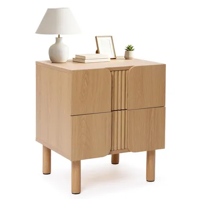 Produktbild von Nachttisch Modern aus Holz, Schmale Kommode mit Schubladen, B45 x T41 x H52 cm