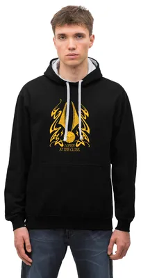 Produktbild von Spreadshirt Harry Potter Goldener Schnatz I Open At The Close Uni Kontrast Hoodie, M, Schwarz/Grau meliert