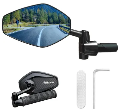 Produktbild von Fahrradspiegel Lenkerendenspiegel Blau Blendfreies Glas Kohlefaser Klappbar für E-Bike 16-21mm