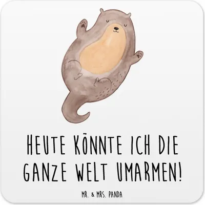 Produktbild von Mr. & Mrs. Panda Untersetzer für Gläser Otter Umarmen 10er Set - Weiß - Geschenk, Getränkeuntersetzer, glücklich, Coaster, Optimistisch, Glas-Untersetzer, gut Gelaunt