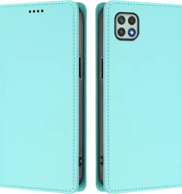 Image de Etui en cuir pour Samsung Galaxy A22 5G, étui magnétique en cuirPolyuréthaneavec support Vert Menthe