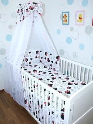 Produktbild von Primawela Baby Bettset - 6 teiliges Set mit Chiffon Himmel Bettwäsche Nestchen 6. Minnie