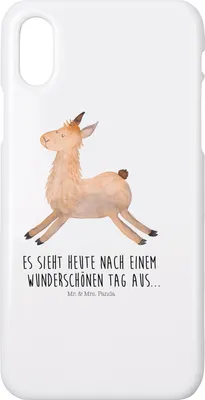 Produktbild von Mr. & Mrs. Panda Iphone 10 Handyhülle Lama Springen - Weiß - Geschenk, Glück, Abitur, Guten Morgen, Handy, Lamas, Hülle, Prüfung, Cover, X