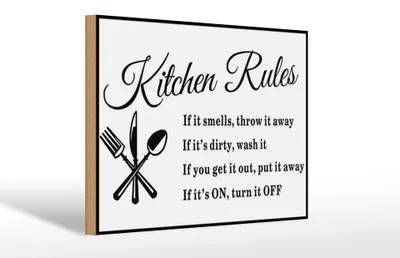 Produktbild von Holzschild Spruch 30x20cm Kitchen Rules Küche Regeln