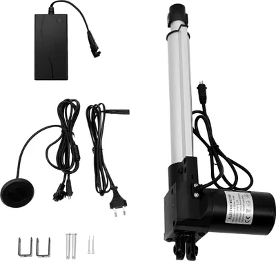 Immagine prodotto di Attuatore lineare elettrico - Cilindro elettrico - 220 V - 60 W - Corsa 230 mm - Forza di spinta 6000 N - Spina UE - Argento